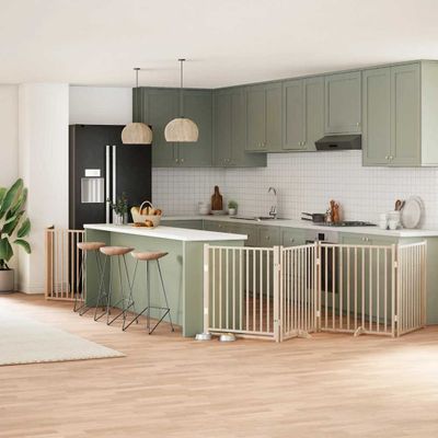 vidaXL Brána pre psa s dverami sklad. 12 panelov 960 cm topoľové drevo