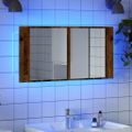 vidaXL LED zrkadlová skrinka staré drevo 90x12x45 cm kompozitné drevo