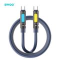 BWOO 240W Type C na Type C dátový preplétaný kábel s RGB osvetlením Čierny X325C-C