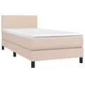 vidaXL Boxspring posteľ matrac a LED kapučínová 100x200 cm umelá koža