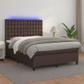 vidaXL Boxspring posteľ s matracom a LED hnedá 140x190 cm umelá koža