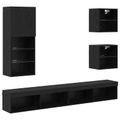 vidaXL TV nástenné jednotky s LED 5 ks Čierny dub 100 x 30 x 30 cm