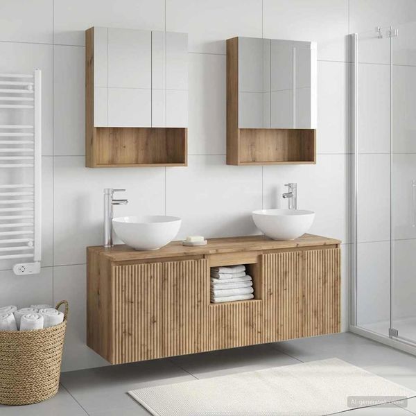 vidaXL Set kabinetov do kúpeľne 5 pcs Dub artisan 50 x 14,5 x 70 cm