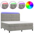 vidaXL Posteľ boxsping s matracom a LED bledosivá 180x200 cm zamat