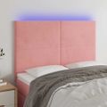 vidaXL Čelo postele s LED ružové 144x5x118/128 cm zamat