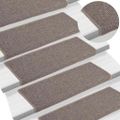vidaXL Schodové rohože 15 ks 65x21x4 cm tmavobéžové s obdĺžnikovým okrajom