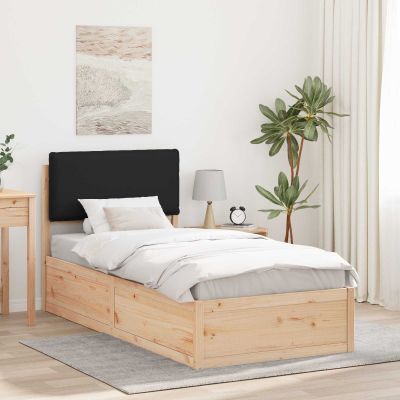 vidaXL Rám postele s čalúneným čelom Čierna 90 x 200 cm