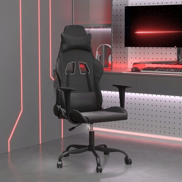 vidaXL Masážna herná stolička čierna umelá koža