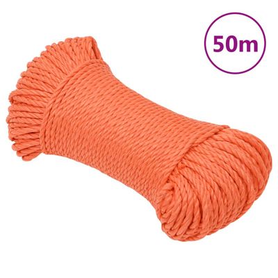 vidaXL Pracovné lano oranžové 8 mm 50 m polypropylén