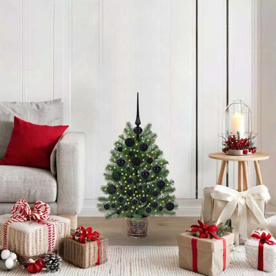 vidaXL Umelý vianočný stromček s 150 LED-i Zelená 75 cm PE a PVC
