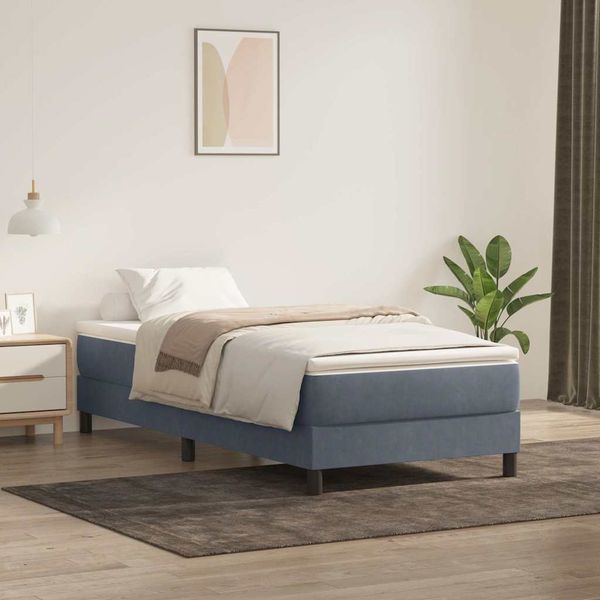 vidaXL Posteľný rám boxspring s matracom tmavosivý 100x210 cm zamat