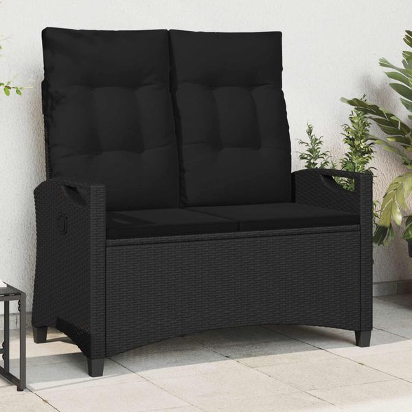 vidaXL Záhradná lavička Čierna 105 x 60 x 112 cm Oceľ a polyester