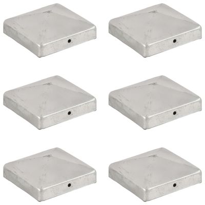 vidaXL Pyramídové krytky na plotové stĺpiky 6 ks 91x91 mm pozinkovaný kov