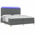 vidaXL LED box s pružinami Tmavo šedá 200 x 200 cm látka