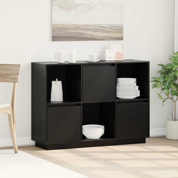 vidaXL Komoda čierna 110,5x35x80 cm borovicový masív