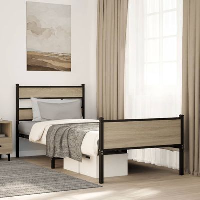 vidaXL Posteľný rám bez matraca dub sonoma 75x190 cm kompozitné drevo