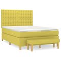 vidaXL Boxspring posteľ s matracom svetlozelená 140x190 cm látka