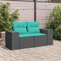 vidaXL Záhradná pohovka s vankúšmi 2-miestna čierna polyrattan