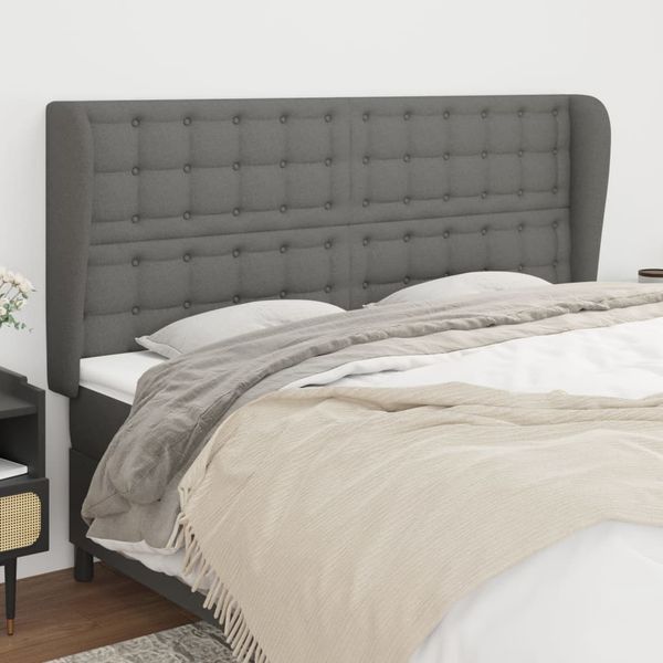 vidaXL Čelo postele so záhybmi tmavosivé 203x23x118/128 cm látka