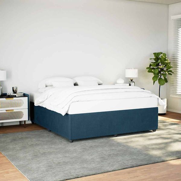 vidaXL Rám postele modrá 200x200 cm zamat