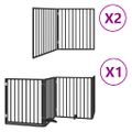 vidaXL Brána pre psa dvere sklad. 8-panel. čierna 640cm topoľové drevo
