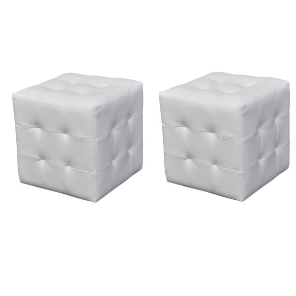 vidaXL Taburetky v tvare kocky, biele
