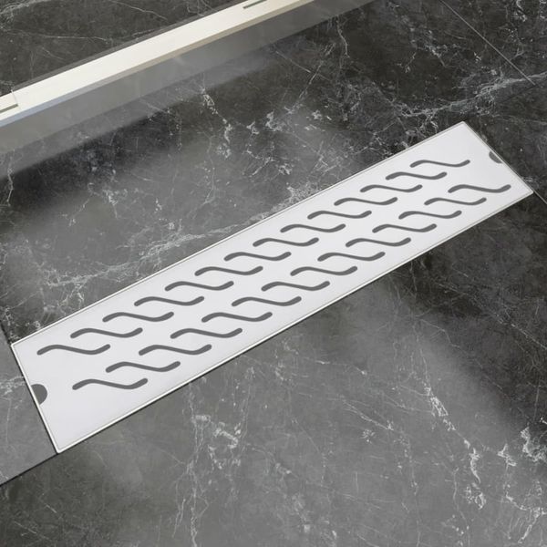 vidaXL Rovný sprchový odtok s vlnkami, 530x140 mm, nerezová oceľ