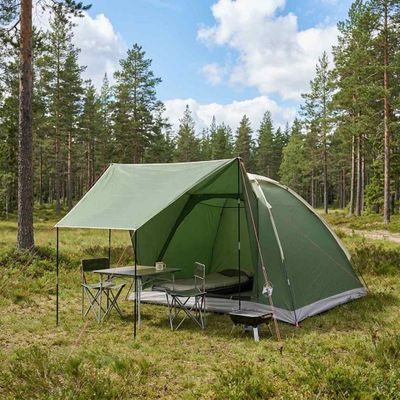 vidaXL Kempingový stan 4-miestny Zelená Polyester a oceľ