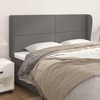 vidaXL Čelo postele so záhybmi sivé 203x23x118/128 cm umelá koža