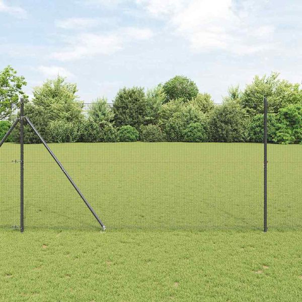 vidaXL Vonkajší zváraný drôtený plot so špicami 11 x 1,5 m Sivá