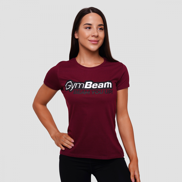 Dámske Tričko Beam Burgundy - GymBeam, veľkosť M, veľkosť oblečenia M