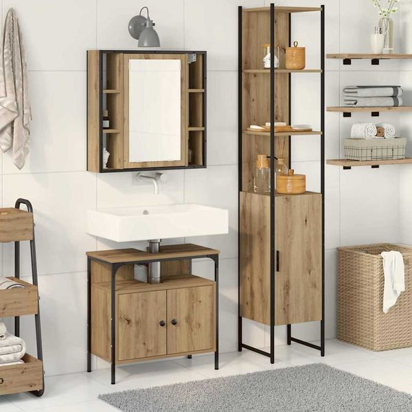 vidaXL Sada kúpeľňového nábytku 3 pcs Remeselný dub Kompozitné drevo