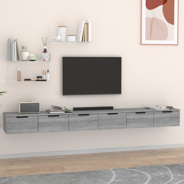 vidaXL Nástenné skrinky 2 ks sivé sonoma 102x30x20 cm spracované drevo
