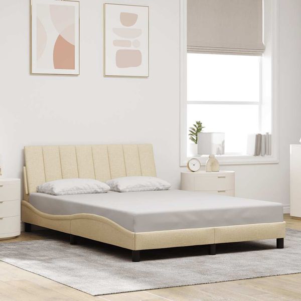 vidaXL Rám postele bez matraca Hanko krémová 120x200 cm látka