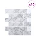 vidaXL Subway dlažba 10 ks Biely mramor 30 x 30 cm Polyuretán a PET