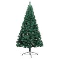 vidaXL Osvetlený umelý polovičný vianočný stromček+gule, zelený 150 cm