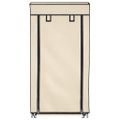 vidaXL Regál na topánky s krytom, krémový 58x28x106 cm, látka