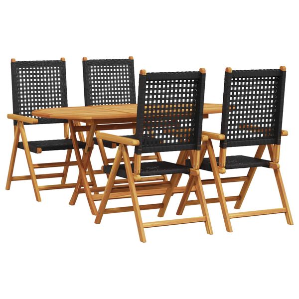 vidaXL Záhradný jedálenský set 5 pcs Čierna Pevné akáciové drevo