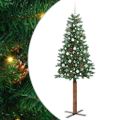 vidaXL Úzky vianočný stromček s 300 LED-i so stojanom Zelená 210 cm