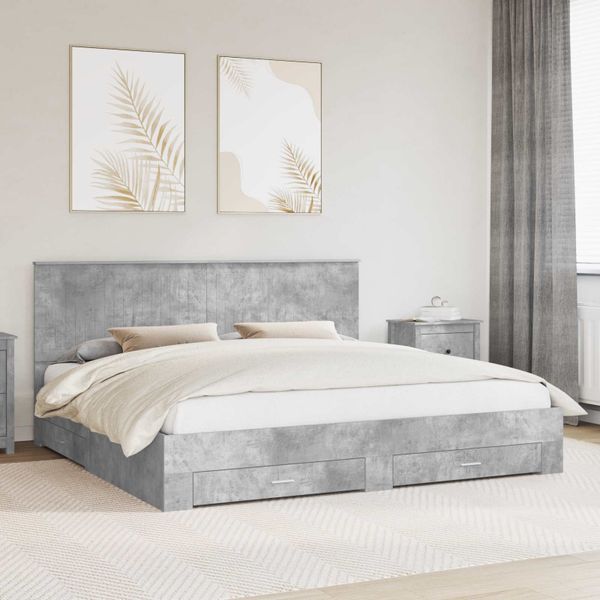 vidaXL Rám postele Betónová šedá 200 x 200 cm Kompozitné drevo
