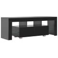 vidaXL TV skrinka s LED svetlami, vysoký lesk, čierna 130x35x45 cm