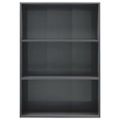 vidaXL Knižnica s 3 policami, lesklá sivá 80x30x114 cm, drevotrieska