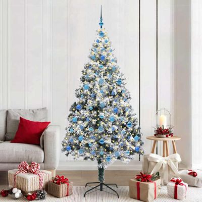 vidaXL Umelý vianočný stromček Biela 210 cm PVC a Oceľ a Plast