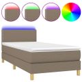 vidaXL Posteľ boxsping s matracom a LED sivohnedá 80x200 cm látka