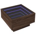 vidaXL Konferenčný stolík s LED hnedý dub 50x50x30 cm kompozitné drevo