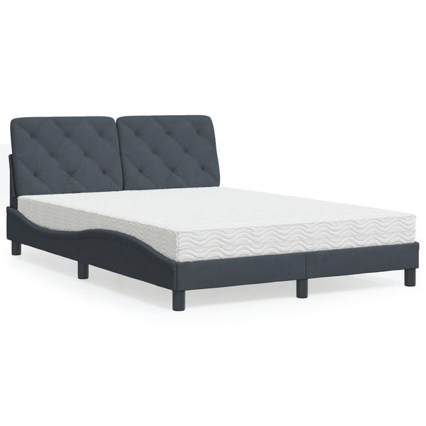 vidaXL Posteľ s matracom tmavosivý 140x200 cm zamat