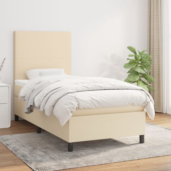 vidaXL Boxspring posteľ s matracom krémová 100x200 cm látka