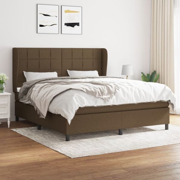 vidaXL Boxspring posteľ s matracom tmavohnedá 180x200 cm látka