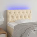 vidaXL Čelo postele s LED krémové 80x7x78/88 cm látka