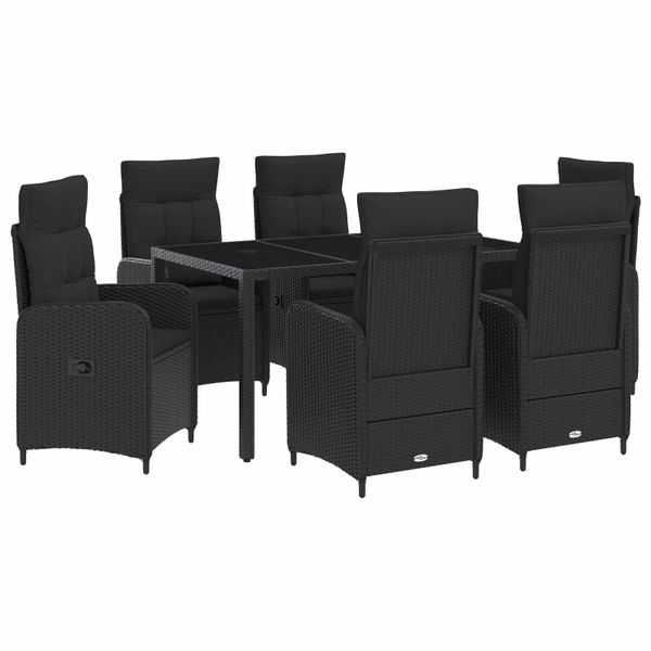 vidaXL Záhradná jedálenská súprava 7 pcs Čierna 150 x 90 x 75 cm